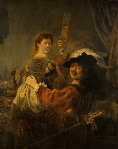 放蕩息子のシーンにおけるレンブラントとサスキア 作： Rembrandt van Rijn